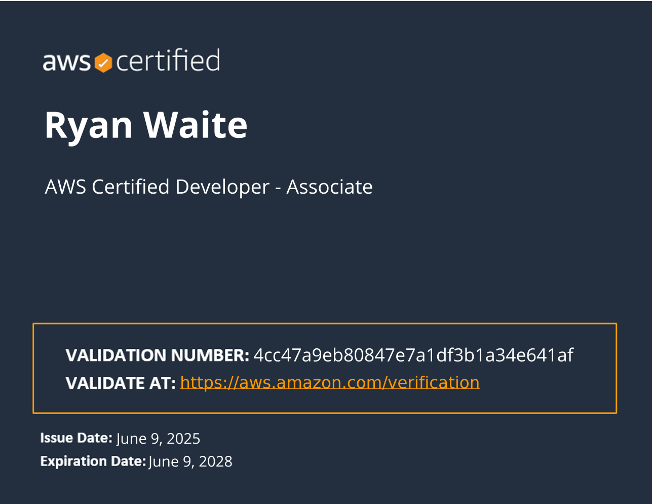 AWS Certified Developer Associate certification